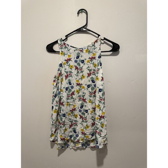 Old Navy High Neck White Floral Sleeveless Top Size M - Picture 1 of 3